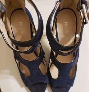 Nine west navy strappy heels